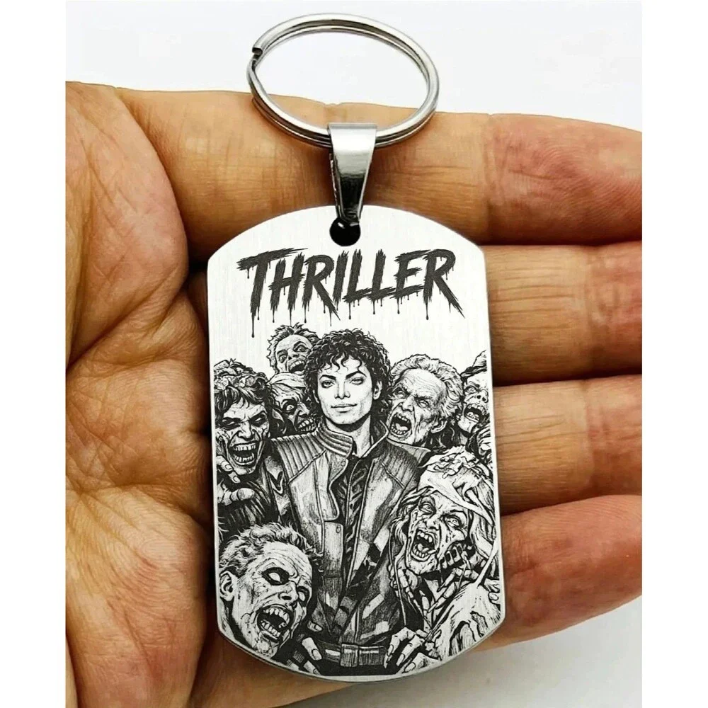 Michael Jackson Thriller Singer Pop Star Stainless Keychain Horror Scary Art